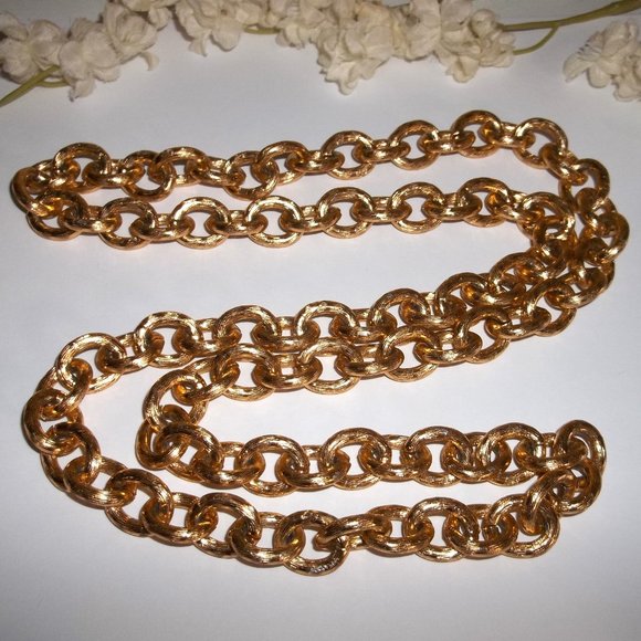 Vintage Jewelry Long 33 Inch Gold Toned Chain Unisex Man Woman Chunky Retro C364 - Picture 4 of 6